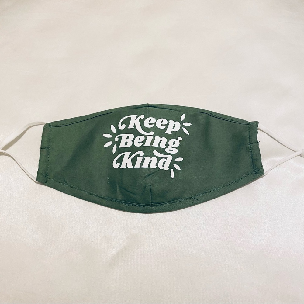 Keep Being Kind Face Mask Filter Pocket Olive NEW
